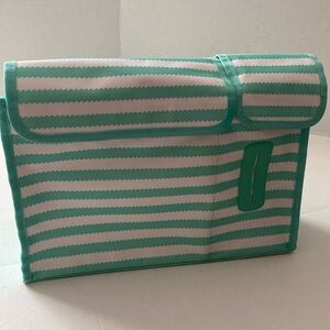 RETIRED Thirty One Pack n Pull Car Caddy Turquoise WAVE Stripe Organizer